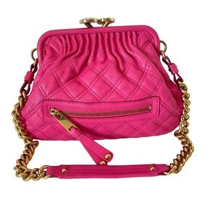 Marc Jacobs Hot Pink Quilted Little Stam Lambskin Leather Shoulder Bag
